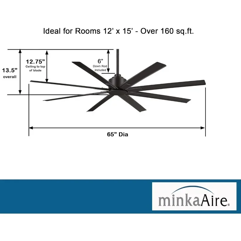 MINKA-AIRE F896-65-CL, Xtreme H2O 65 "kipas langit-langit dengan Remote dan kontrol dinding tambahan.