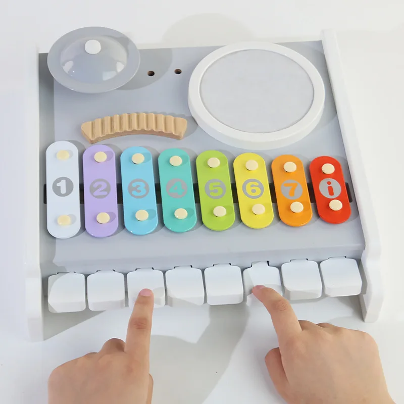 Children Instrument Beat Drums Wood Percussion Piano Parent-child Early Teaching Multi-functional Music Stage Intelligence Toys