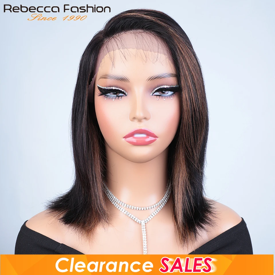 FF30 العظام مستقيم الشعر عابث قصيرة قطع الشعر البشري الدانتيل الباروكات مستقيم بوب الدانتيل الباروكات الجانب جزء 13X6X1 مستقيم الدانتيل الجبهة الباروكات #1