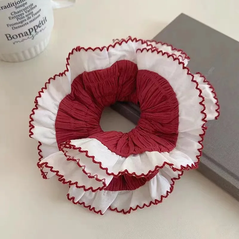 Women's New Scunchies Korean Style Lace Blue Large Intestine Hair Band Cute Headband High Ponytail Large Hair Band Headaccessory view 5