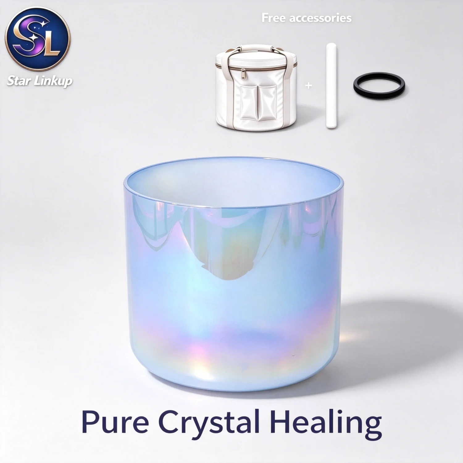 Turquoise Aura Quartz Crystal Singing Bowl Heart Chakra Sound Bowl with Bag, Mallet & O-ring for Yoga Meditation Sound Bath