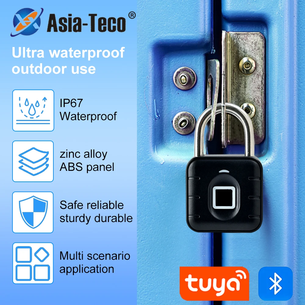 

Tuya Smart Fingerprint Padlock Waterproof Cabinet Locker Dormitory Anti-Theft Pad lock Recharge Keyless Electronic Digicode Lock