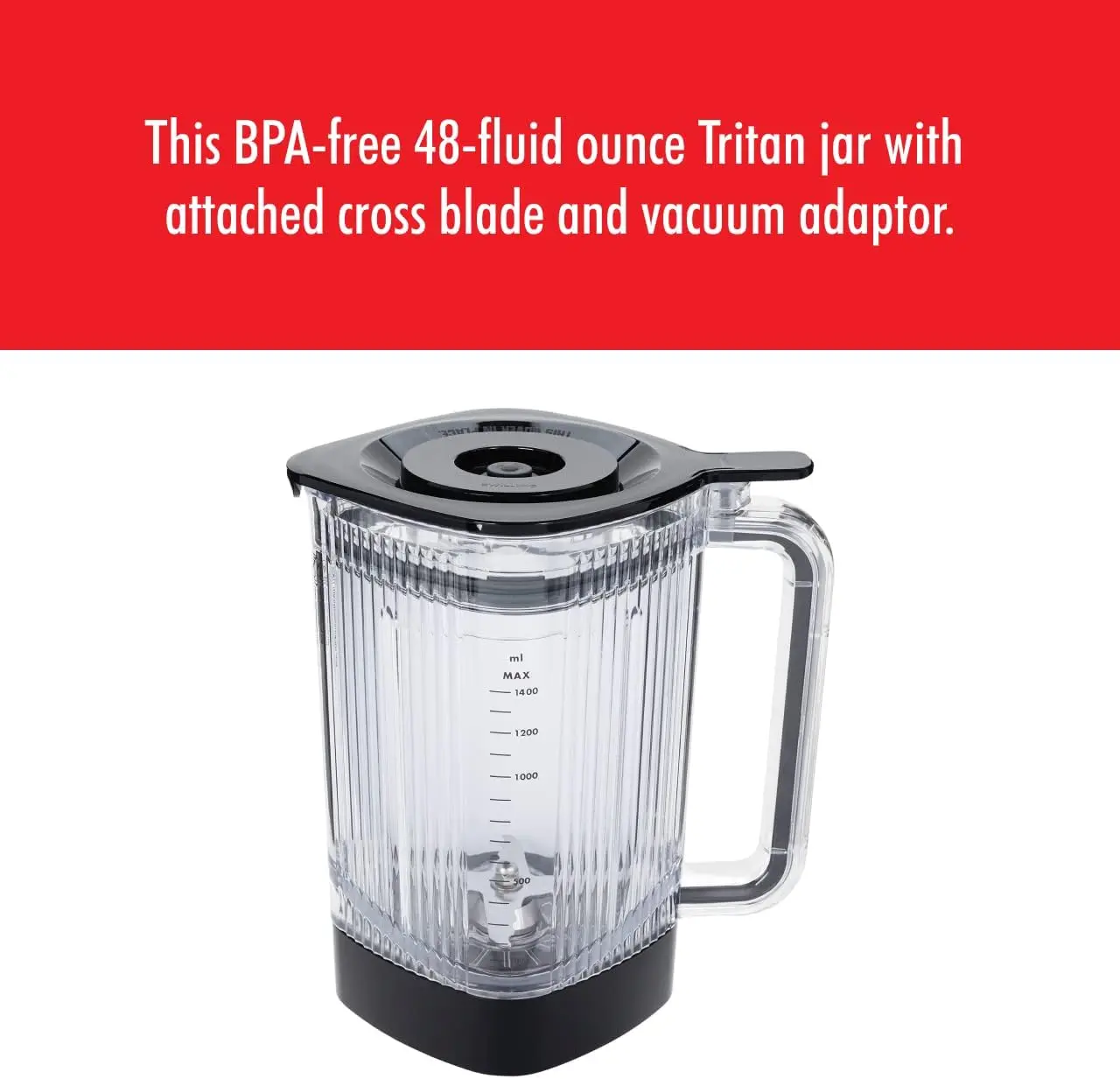 برطمان خلاط كهربائي من إنفينيجي سعة 48 أونصة مع شفرة متقاطعة وغطاء مكنسة كهربائية - أسود