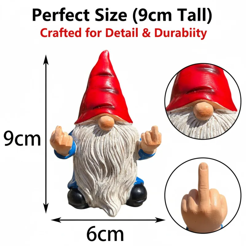 

3D Middle Finger Gnome Statue Funny Resin Garden Ornament Outdoor Lawn Yard Decoration Home Garden Landscape Figurine Gifts New