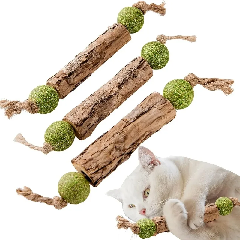 3 Piezas de Catnip Natural Puro, Palo de Masticar para Gatos, Limpieza Dental, Fruta de Silvervine, Matatabi, Palo de Golosina para Gatos