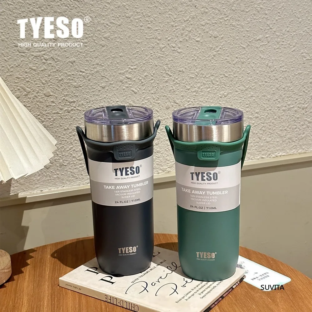 Tyeso 550/710 ml Edelstahl-Kaffeetasse, Sportwasserflasche, Auto-Isolierbecher, hält kalt und warm, Thermobecher, Isolierflasche