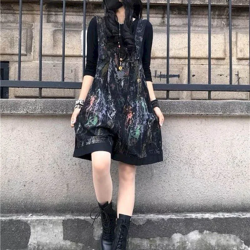 DENIM Jumpsuit ผู้หญิงขนาดใหญ่หลวมกางเกงขาสั้น Casual One Piece ชุดผู้หญิง Playsuits โดยรวมสําหรับผู้หญิงห้าจุดกางเกงขากว้าง