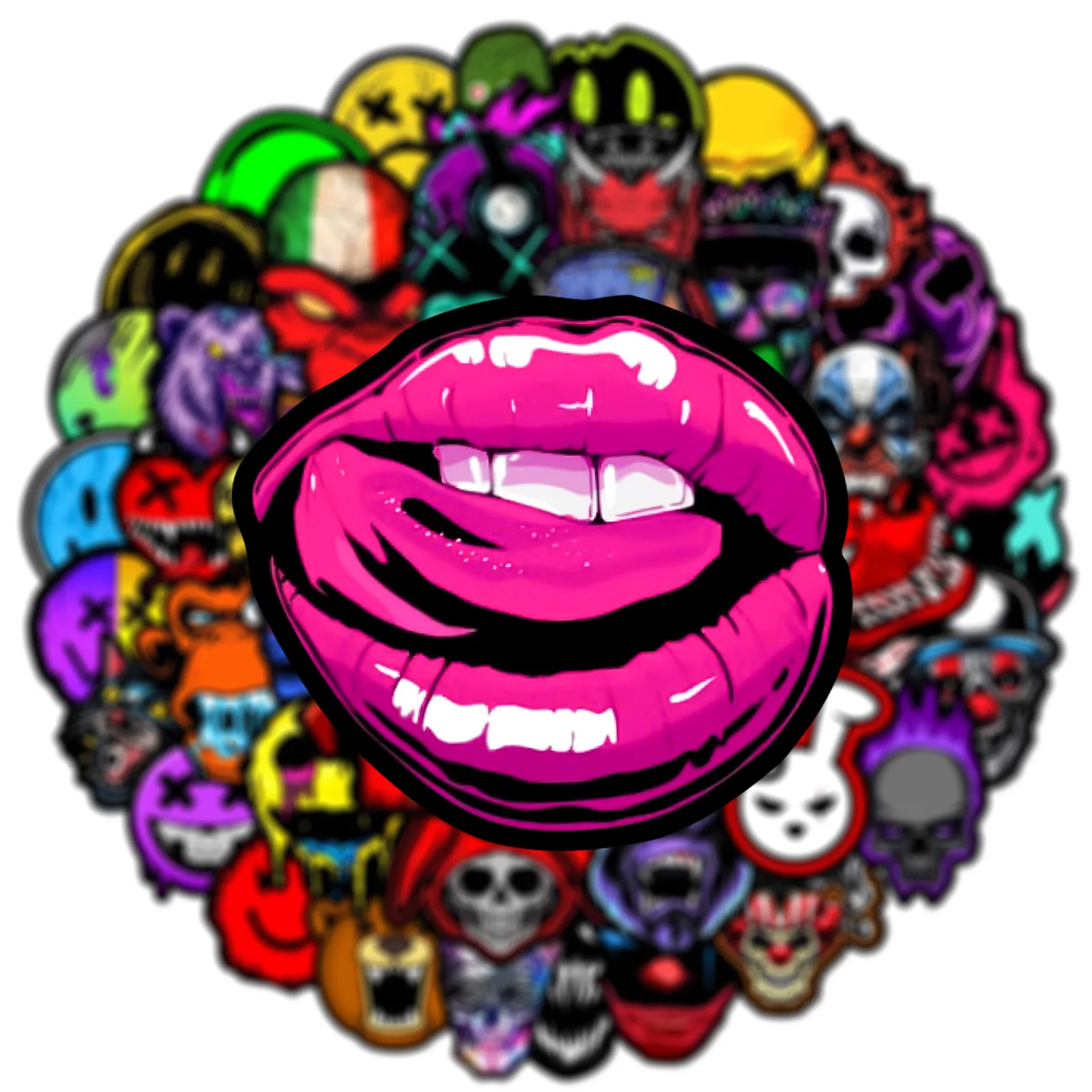 10/25/50pcs Horror Skull Grimace Stickers Graffiti for DIY Phone Laptop Guitar Travel Luggage Car Skateboard Helmet Bottle