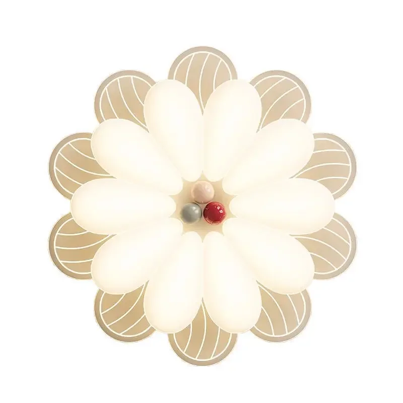 

Simple modern cream wind LED ceiling light Nordic creative warm study children's room petal lighting