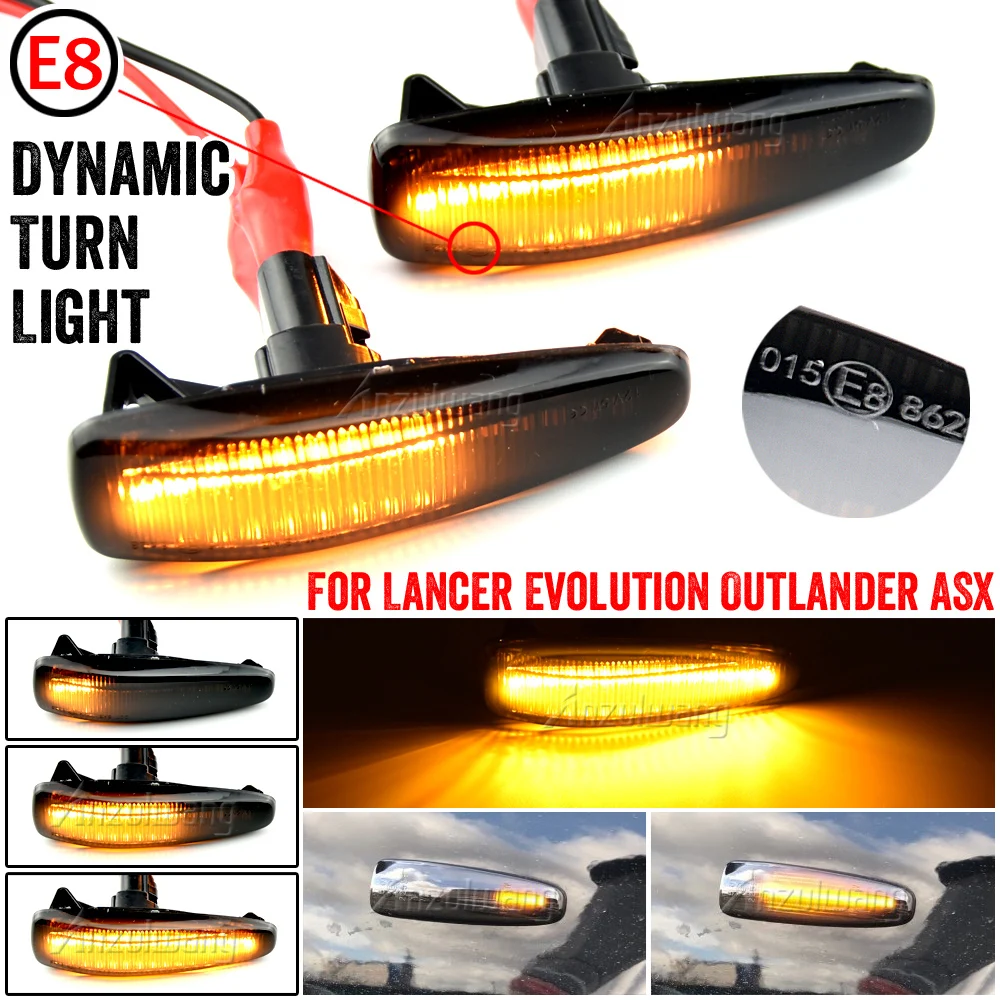 LED Dynamic Turn Signal Light Side Marker Lamps For Mitsubishi Outlander Mk2 Sport Lancer Evolution ASX Mirage Galant Space Star