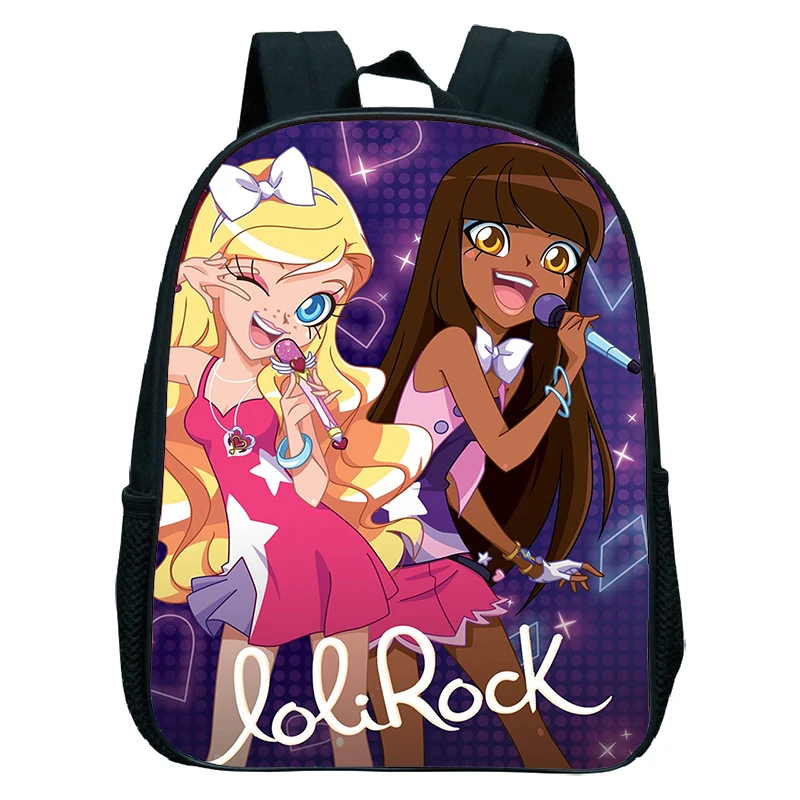 Kids Backpack with LoliRock Printing School Bag for Girls Boys 12 Inch Kindergarten Bags Kawaii Cartoon Backpack Toddler Bookbag