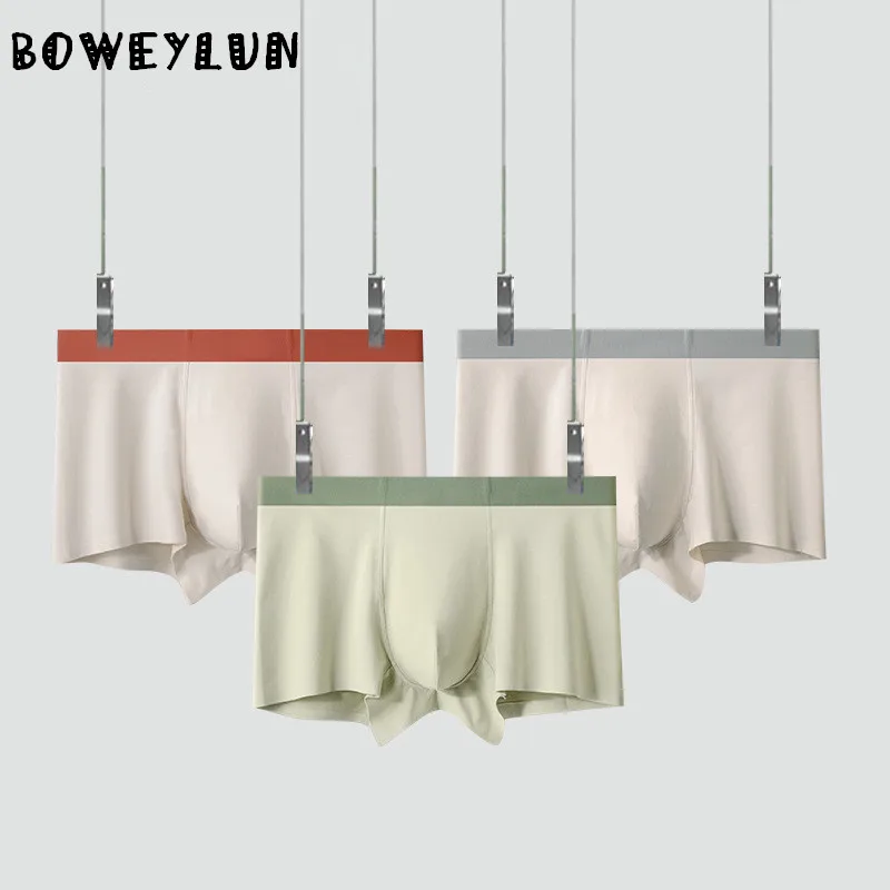 

BOWEYLUN новые 60-х годов длинные хлопковые однотонные мужские брюки бесшовные дышащие трусы-боксеры для мужчин
