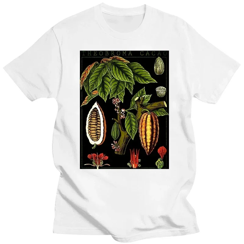 2024 NEW Men T Shirt Chocolate T-Shirt Botanical Garden Plant Print Botany Fruit Flower Cacao Sweet Summer O-Neck Tops Tees