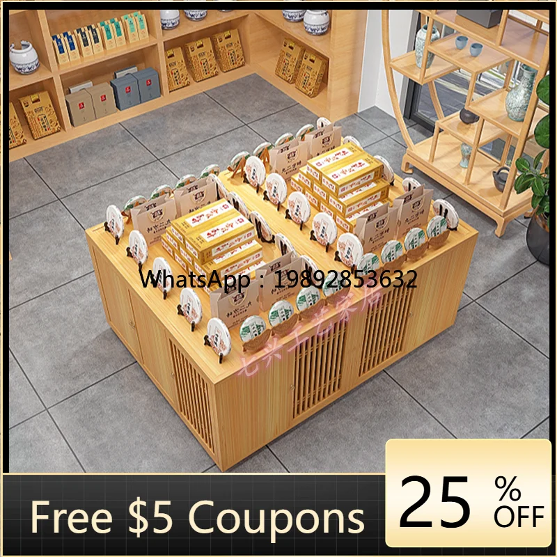

AA Tea Shop Island Display Stand New Chinese Style Local Specialty Duitou Solid Wood