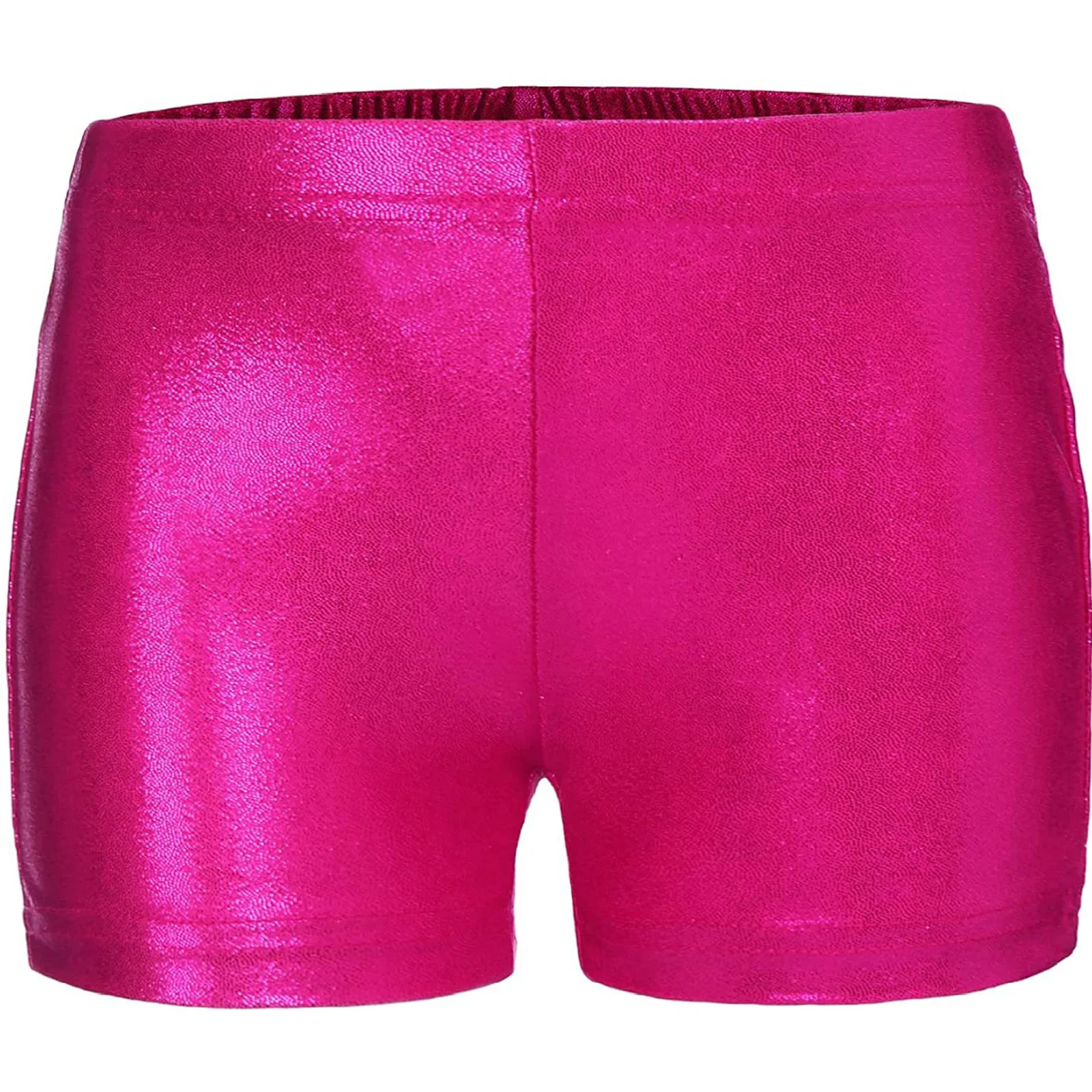 Calções ativos metálicos para crianças, cintura baixa, calças curtas para meninas e meninos, ginástica, ioga, esportes, treino, dança, bronzeador, boxer bottoms