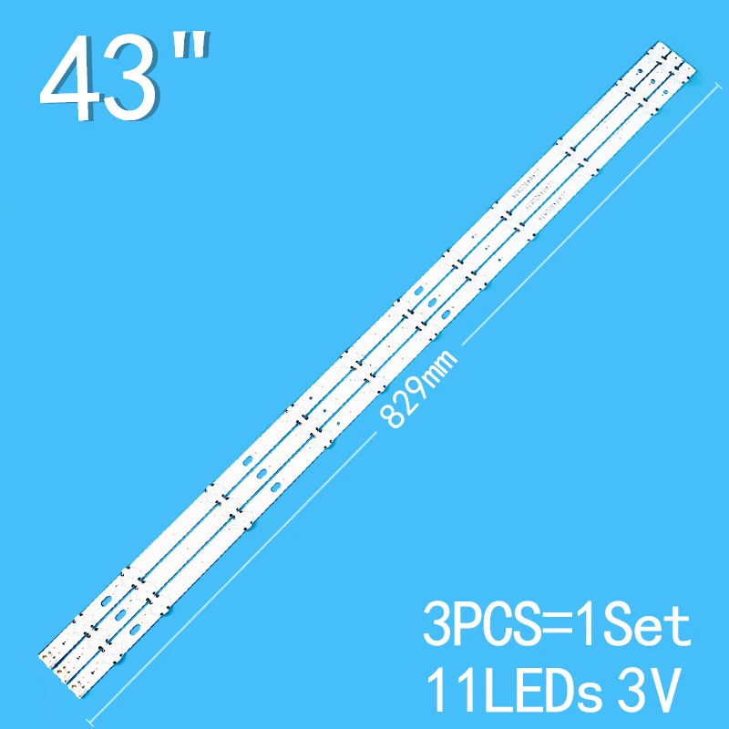 ไฟ LED 3ชิ้น/ล็อต829มม. 11LED 3V สำหรับ LG 43 "LC43490083A ทีวี43นิ้ว ARRAY-3PCM00778A DRT LED