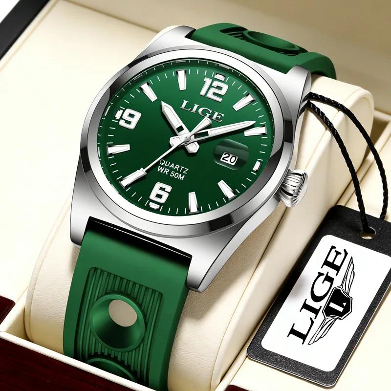 

LIGE Sports Watch Men Silicone Men's Watches Army Military Quartz Wristwatch Date Luminous Male Clock Relogios Masculino+Box