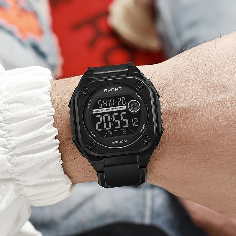 ساعة MAYZHISU الرقمية LED للرجال ساعات رياضية للرجال ساعة معصم إلكترونية متعددة الوظائف ساعات رياضية عسكرية على مدار الساعة