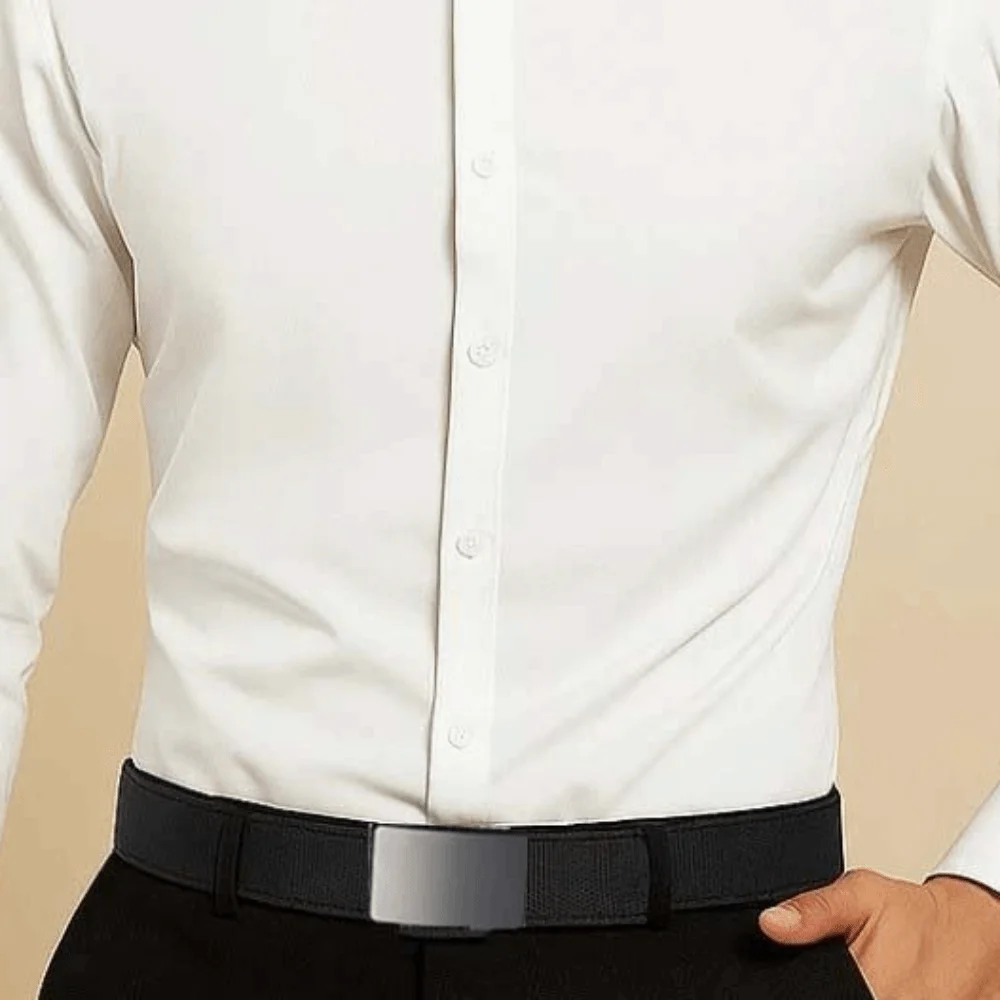 

Alloy Men Weaving Belt Contrast Color 360-degree Swivel Buckle Both Sides Available Belt Sturdy Durable Nylon Waistband Suit