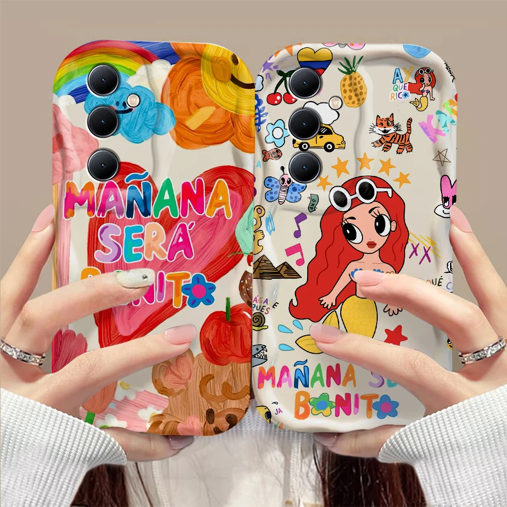 Karol G Manana Sera Bonito 3D Wave Phone Case For Samsung Galaxy S24 S23 S21 S20 FE Plus Ultra 4G 5G Soft Silicone Back Cover