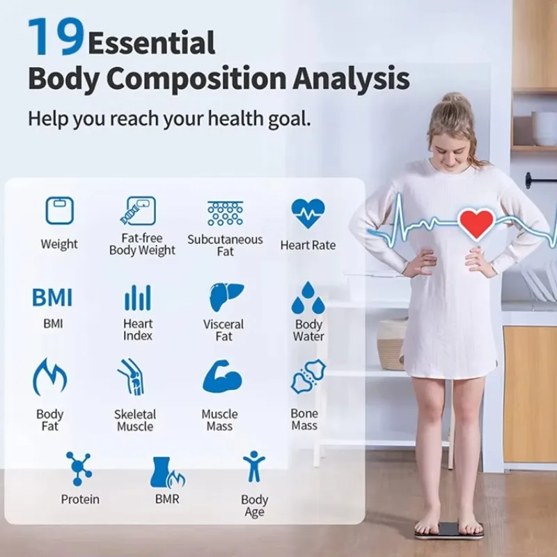 Original Design Big Led Screen Smart Scale Personal Digital Bathroom Body Bmi Heart Rate Body Fat Scale