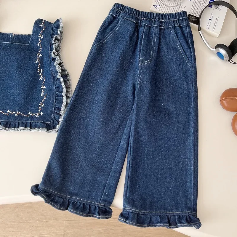 Girls Clothes Sets Autumn Spring Knitted Shirt+Denim Vest+Jeans Children Clothing Suits Fall Girls Outfits Set 2 3 4 5 6 7Yrs