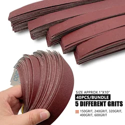 40pcs 150-600 Grit Sandpaper Dry Grinding Emery Sanding Belt Drawable Sand Paper Roll for Metal Glass Wood Polishing