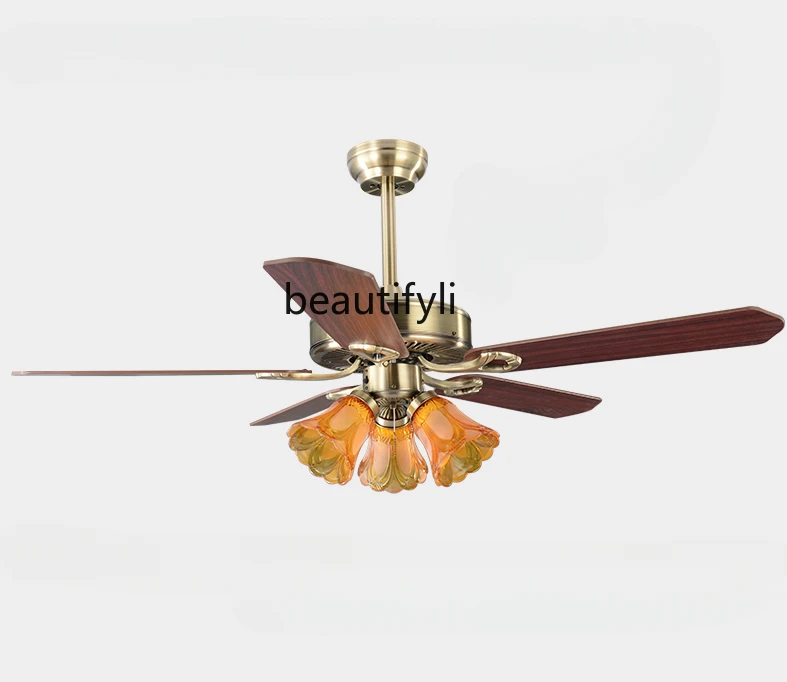 American Electric Fan Lighting Dining Room/Living Room Ceiling Fan Lights Nordic Bedroom Dining Room Lamps Industrial Style