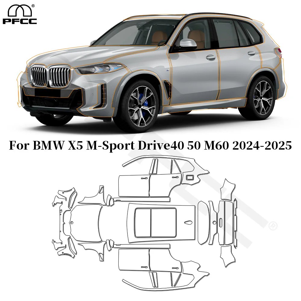 

For BMW X5 M-Sport Drive40 50 M60 2024 2025 TPU Paint Protection Film Anti-scratch Car Body Clear Bra Pre-cut PPF Resistant Kit