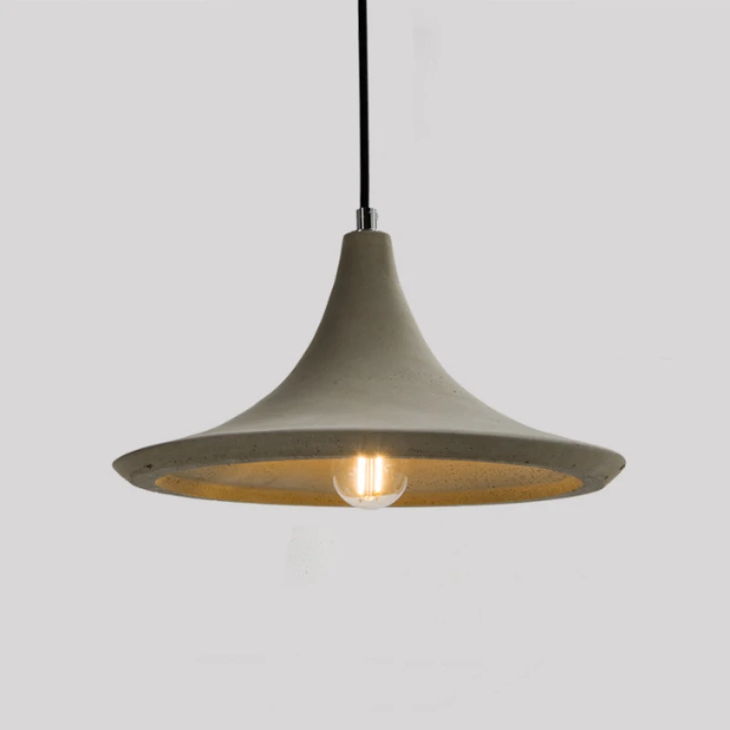

Industrial Retro Concrete Pendant Lamp for Living Room Home Decor Grey Nodirc Horn Design Cement E27 LED Bulb Pendant Light