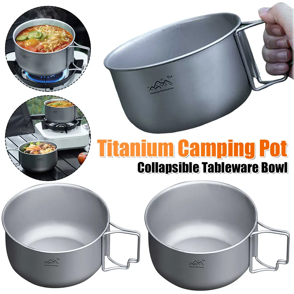 

Титановая походная кастрюля: многофункциональная портативная складная посуда из сплава для приготовления супов на природе, для походов и кемпинга