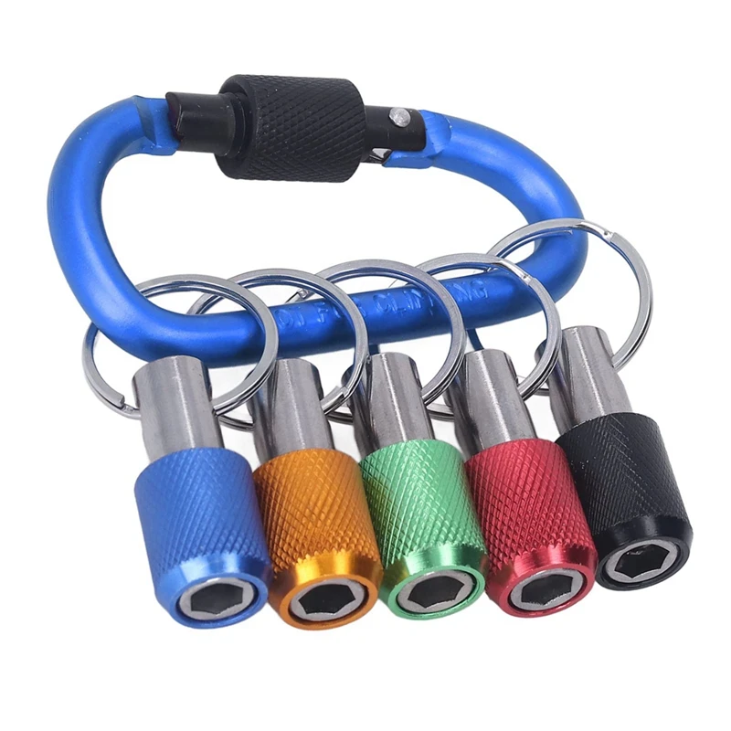 

1/4 Bit Holder, Oxidation Resistant Good Compatibility Magnetic Socket Holder Metal Carabiner Portable Plating Blue Easy Install