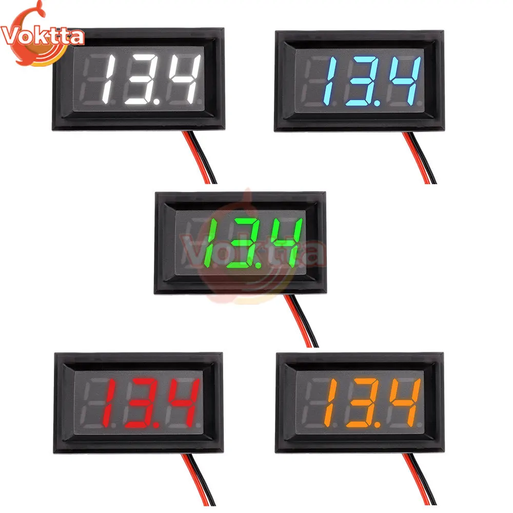 Voltímetro digital led dc 4.5v-30v, 0.56 unidades, à prova d'água, testador de tensão para carros, motocicleta, painel de medidor de exibição led