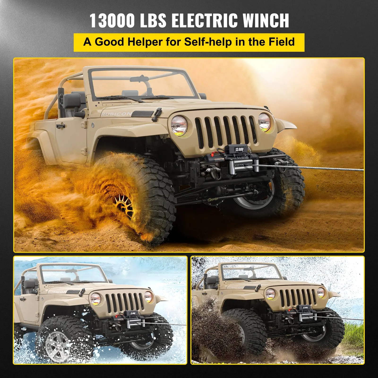 Electric Winch 13000lb Load Capacity Truck Winch SUV 85ft/26m Cable Steel 12V Power With Wireless Remote Control For ATV UTV Off