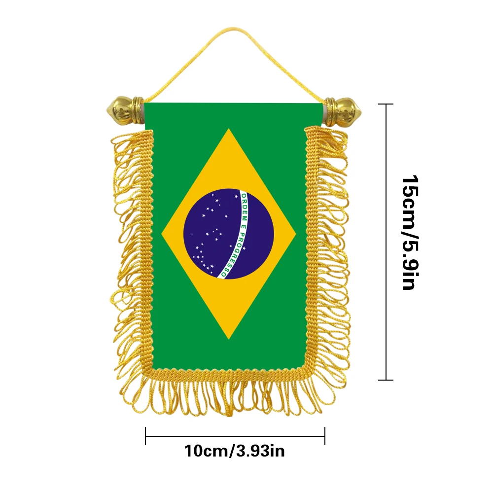 Brazil small hanging flag 10x15cm triangular flag car decoration hanging flag double-sided pattern with suction cup