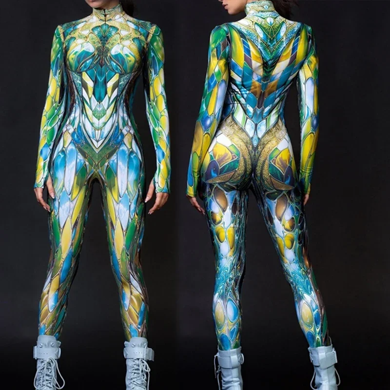 EE01 Colorful Sexy Bodysuit Punk Gothi Women Cosplay Jumpsuit Carnival Slim Zentai Suit Xmas Costume Festival Theme Party CaIo0！