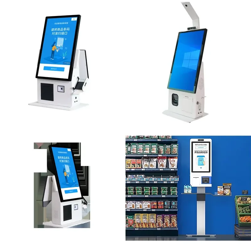 All-in-one POS Kiosk for Supermarket Self-service Checkout with QR Code Payment 80mm Thermal Printer and NFC Card Support