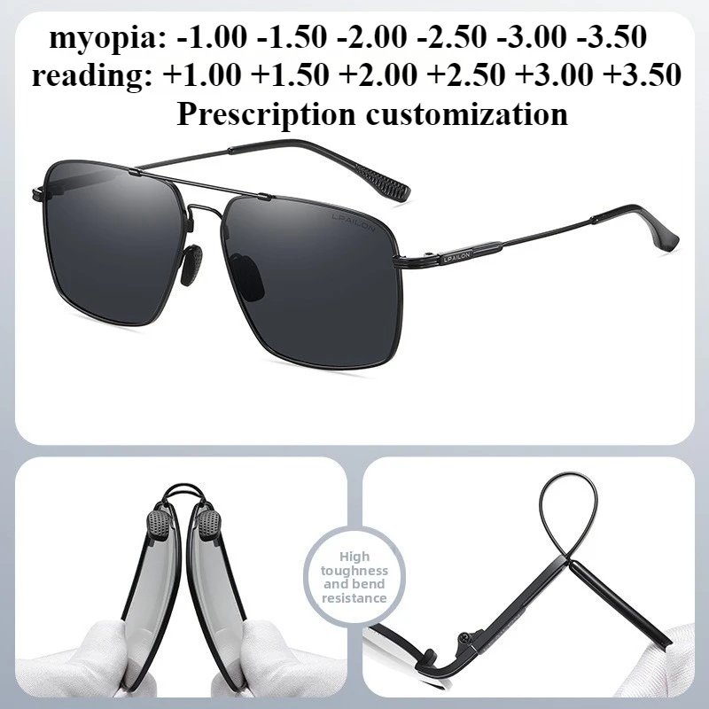 

59 мм титановые сверхлегкие поляризационные солнцезащитные очки ночного видения для близорукости по рецепту, мужские очки для чтения, очки для вождения