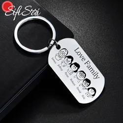 Sifisrri Personalized Engrave Family Name Picture Keychain for Women Stainless Steel Key Ring Family Drive Safe DIY Jewelry Gift