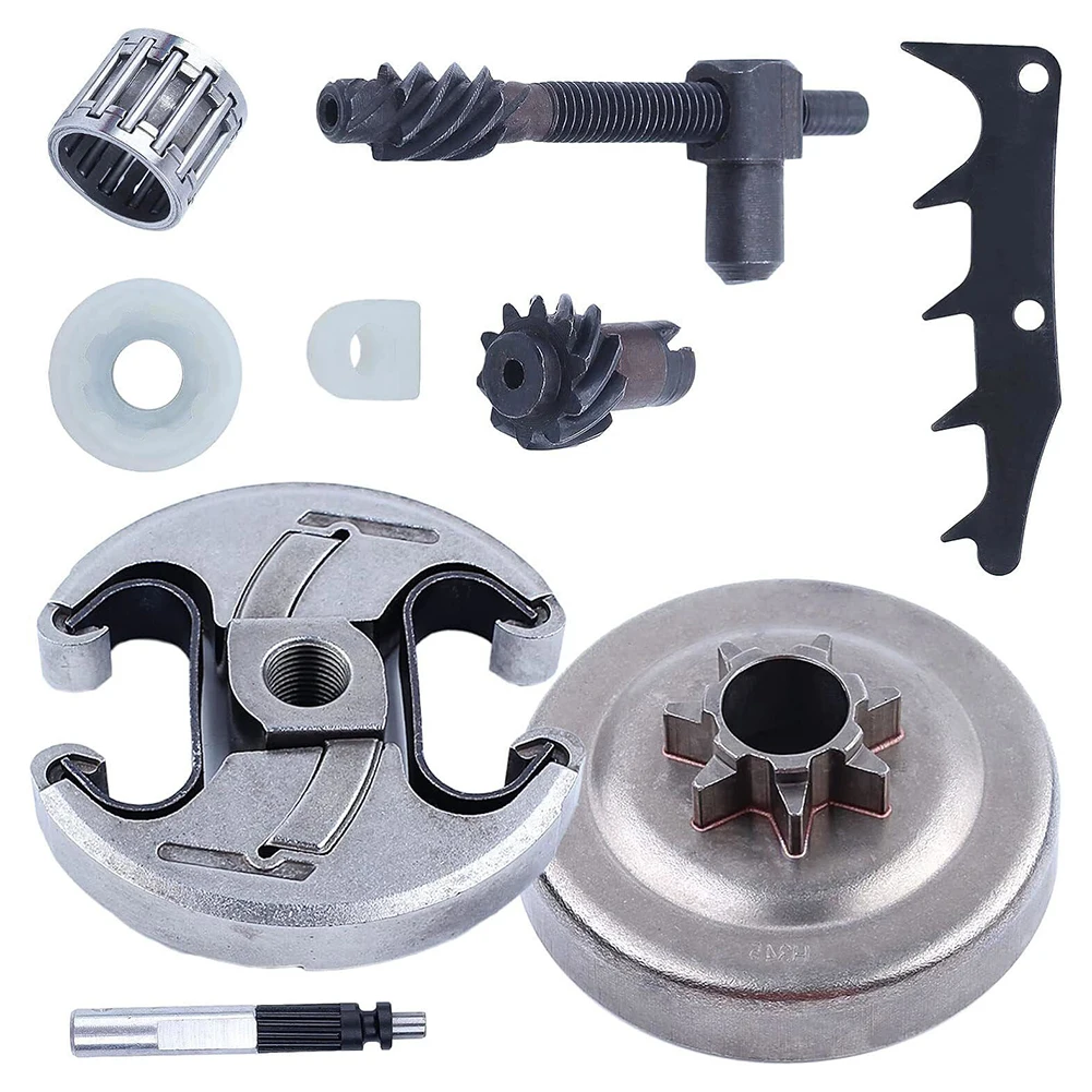 

7T Chainsaw Clutch Drum Oil Pump Worm Gear Chain Adjuster Kit For 445 445E 450 450E Garden Lawn Mower Replacement Parts