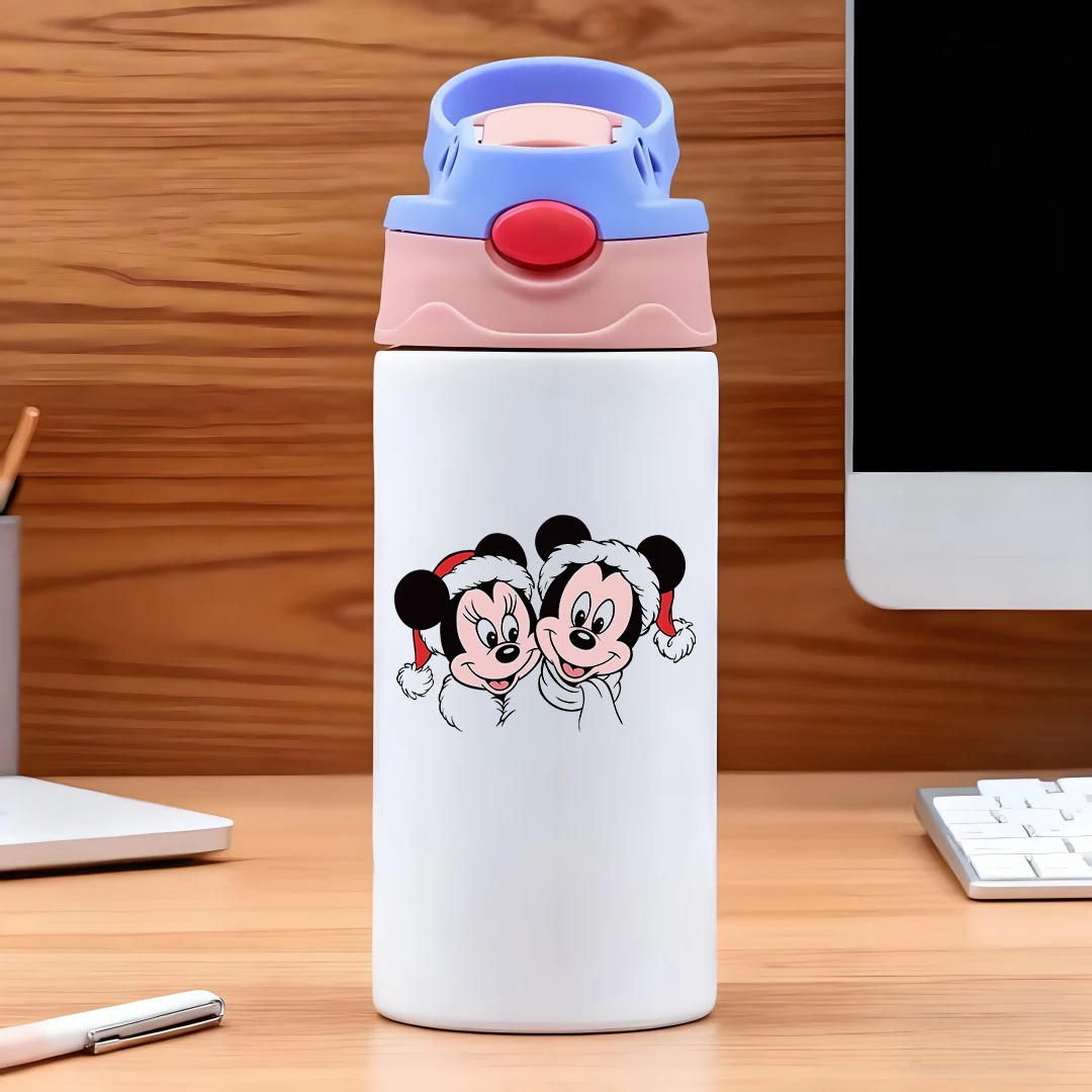 

Disney vacuum cup classic Mickey and Minnie Christmas hat cartoon pattern 304 stainless steel cartoon straw cup childrens wa