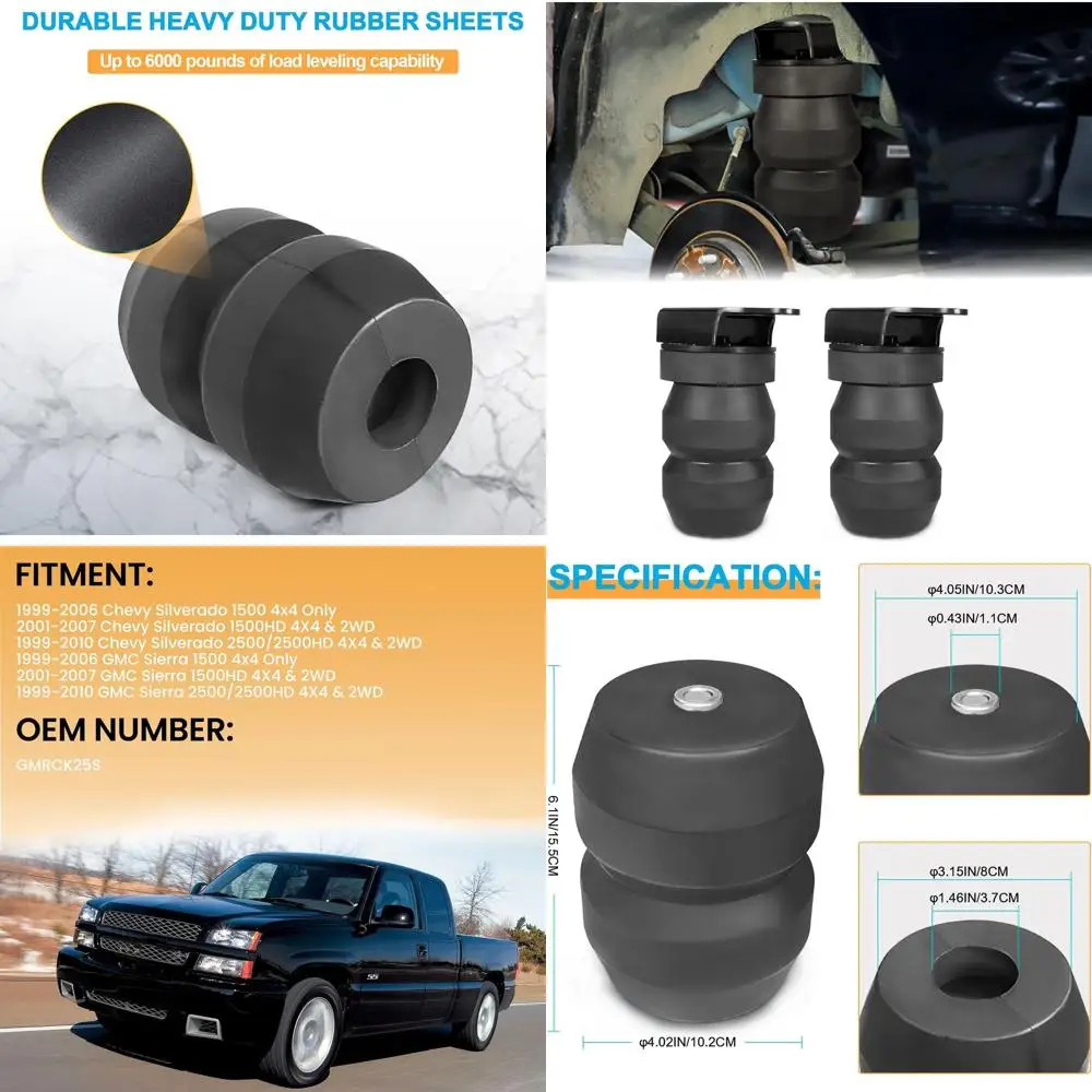 

Задние резиновые упоры для подвески Helper, совместимые с пикапами Chevy Silverado, GMC Sierra 1500 HD и 2500 годов 1999-2010 гг.,