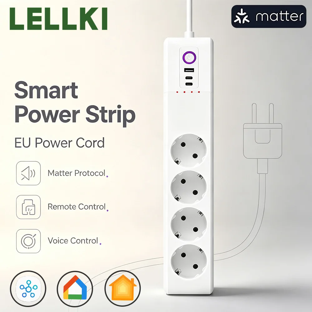 enchufe-inteligente-lellki-matter-con-multiples-salidas-carga-rapida-pd20w-requiere-hub-matter-compatible-con-homekit-google-home-y-smartthings-16a-4000w
