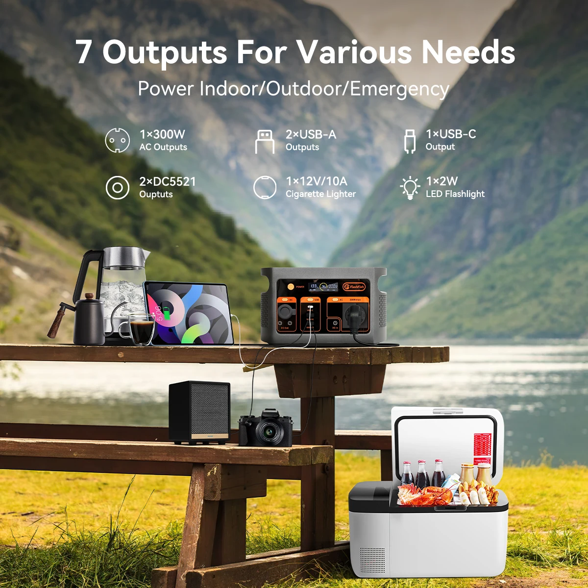 300W pure sine wave solar generator LiFePO4 battery for camping home energy outdoor AC DC power supply portable power station view 3