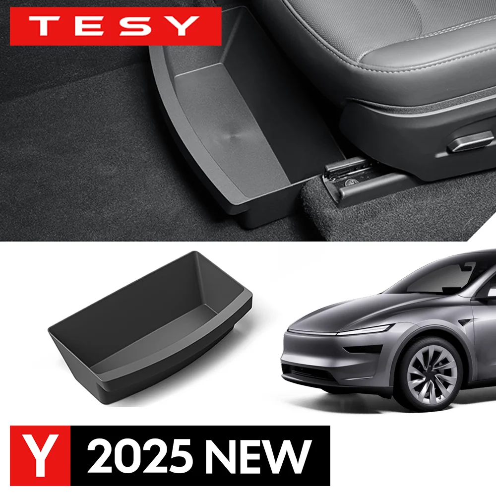 For Tesla New Model Y 2025 Launch Juniper Front Seats Under Seat Drawer TPE Storage Box