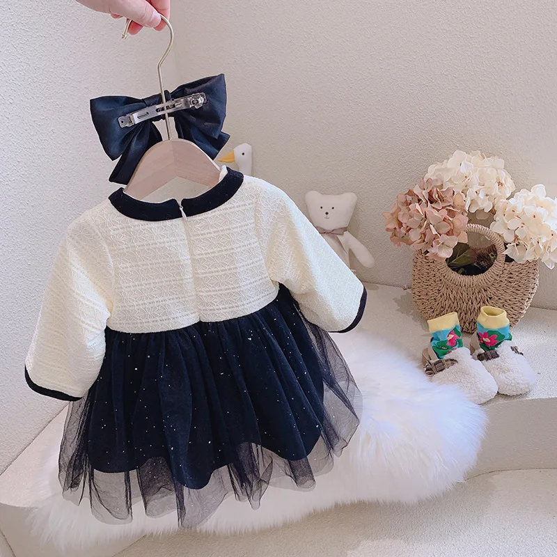 

Girls' Dress with Fleece for Autumn and Winter2025New stylish and fashionable mesh puffy princess dress