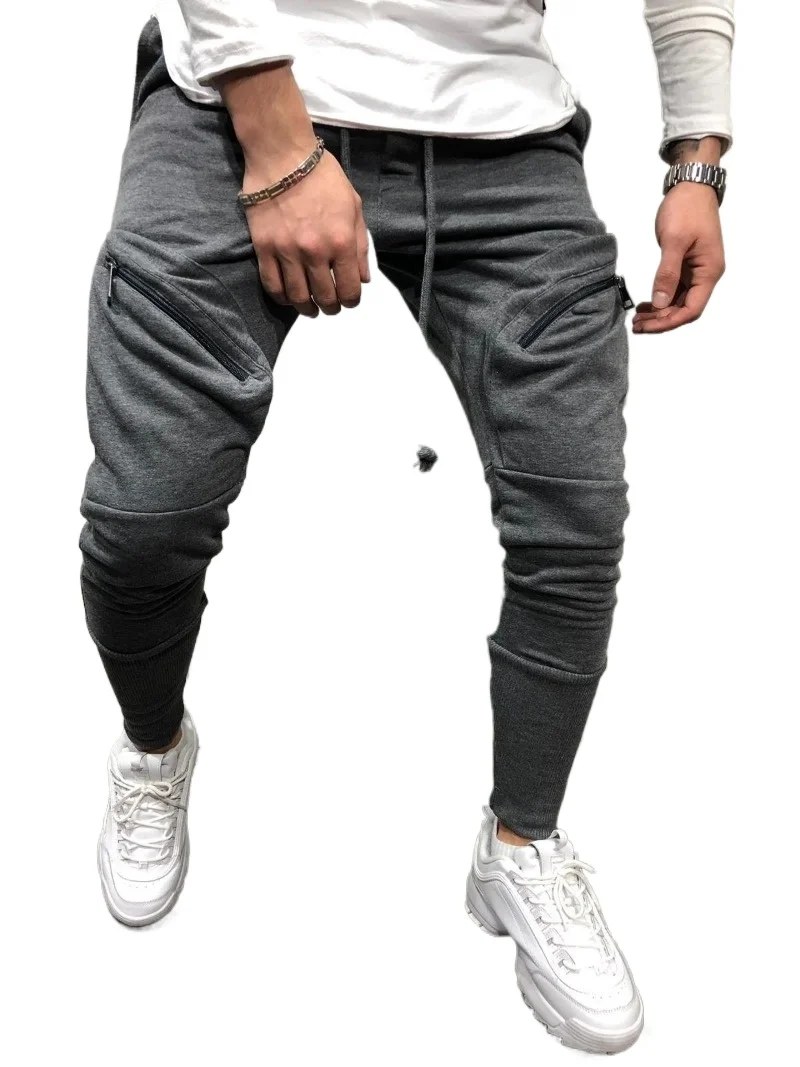 Fashion Foreign Trade Men's Casual Pants New Multi Pocket Small Feet Men's Lacing Casual Sports Pants