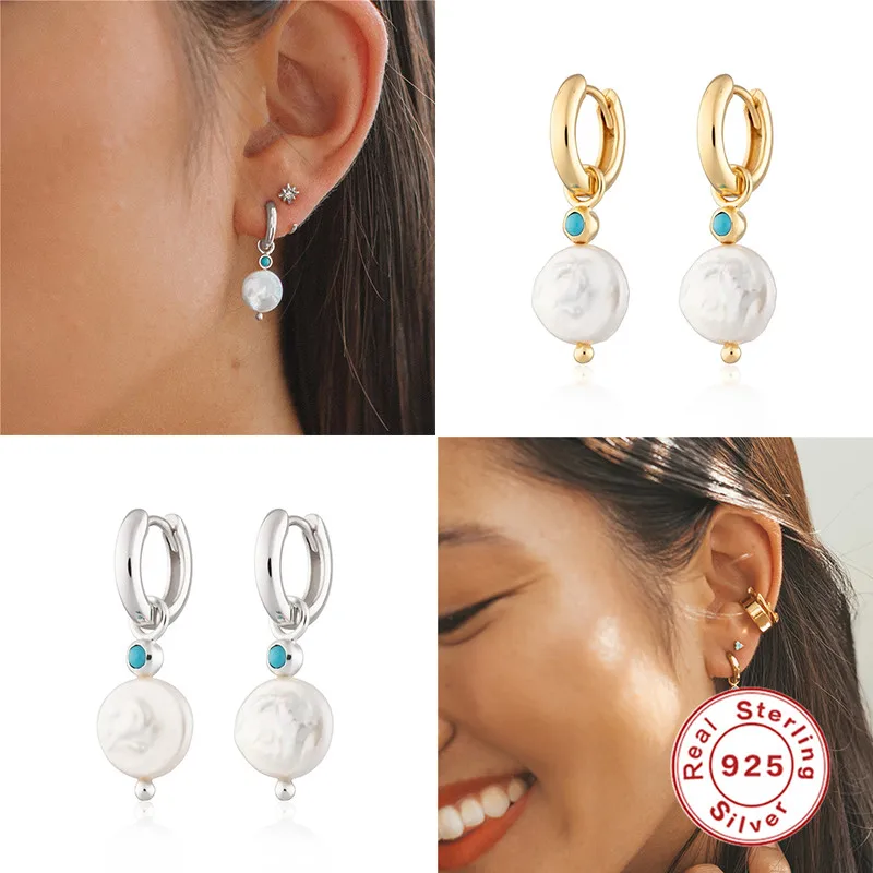 CANNER-Pendientes de cadena de Plata esterlina 925 para mujer, joyería coreana INS, con gota de perla, para boda, 925