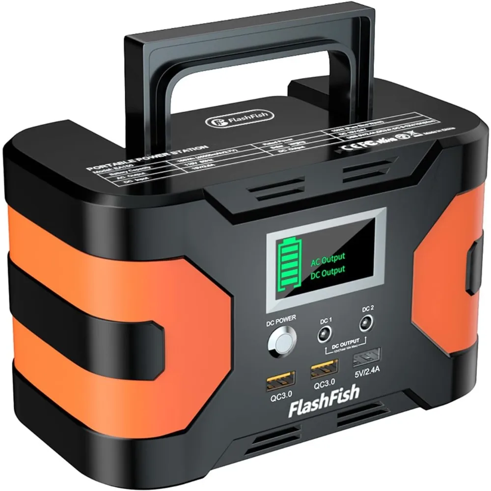 

Portable 150W Power Station with 166Wh Capacity, 300W Surge, Dual AC Outlets, Dual DC Ports, Triple USB Ports for Emergency Back