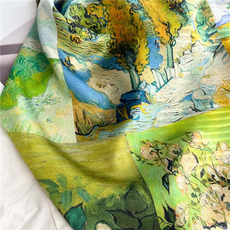 Luxury 100% Real Silk Scarf 110cm Square Bandana Lady Premium Quality Neck French Style Soft Neckwear Pashmina Poncho Shawl Wrap